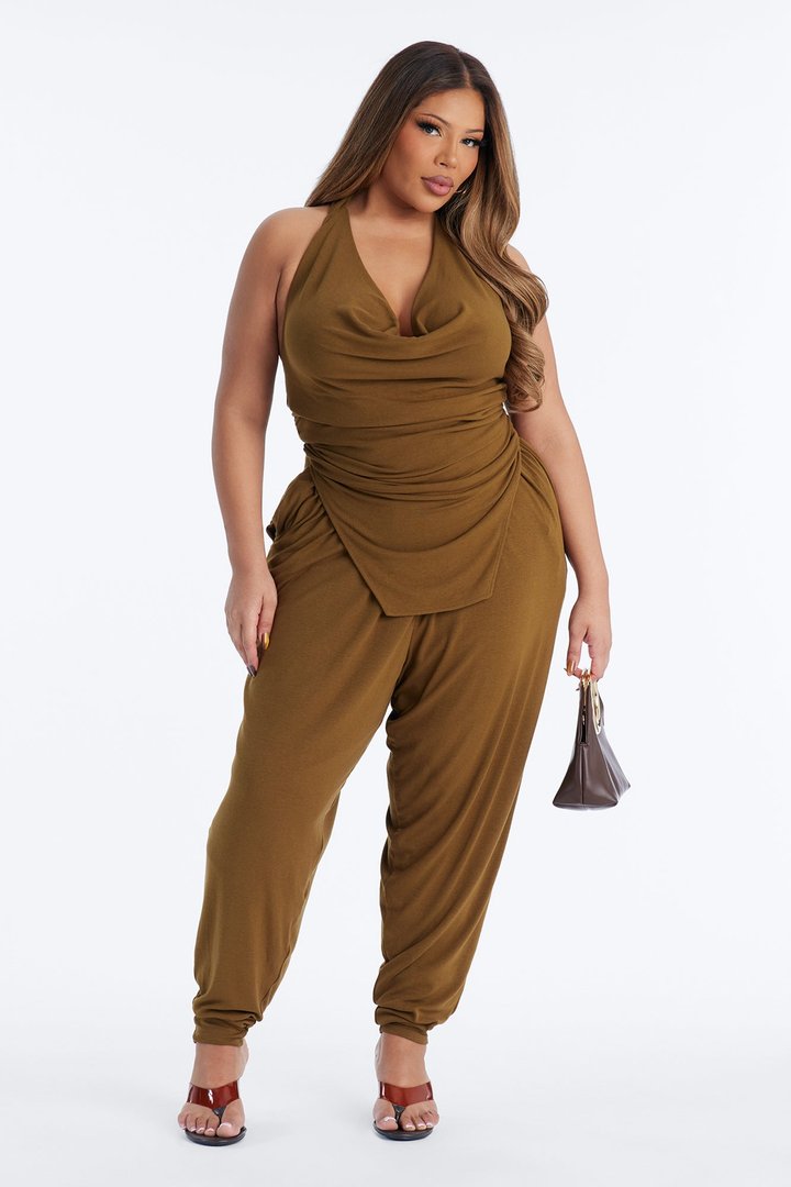 Braelynn Balloon Wide Leg Jumpsuit - Olive