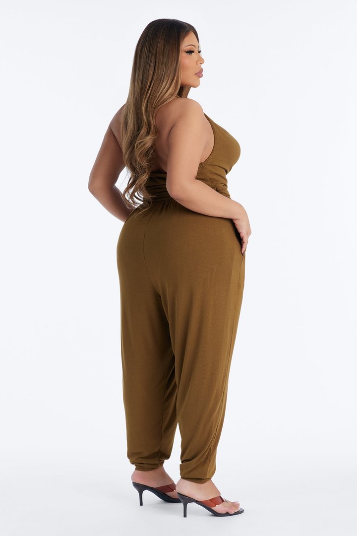 Braelynn Balloon Wide Leg Jumpsuit - Olive