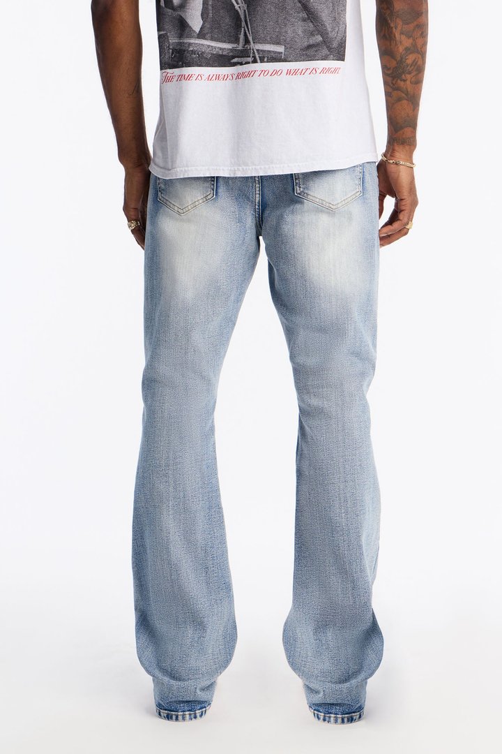 Stacked Skinny Flare Classic Destroyed Jeans - Light Wash