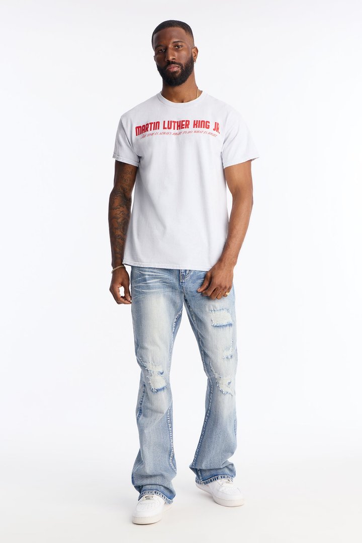 Stacked Skinny Flare Classic Destroyed Jeans - Light Wash