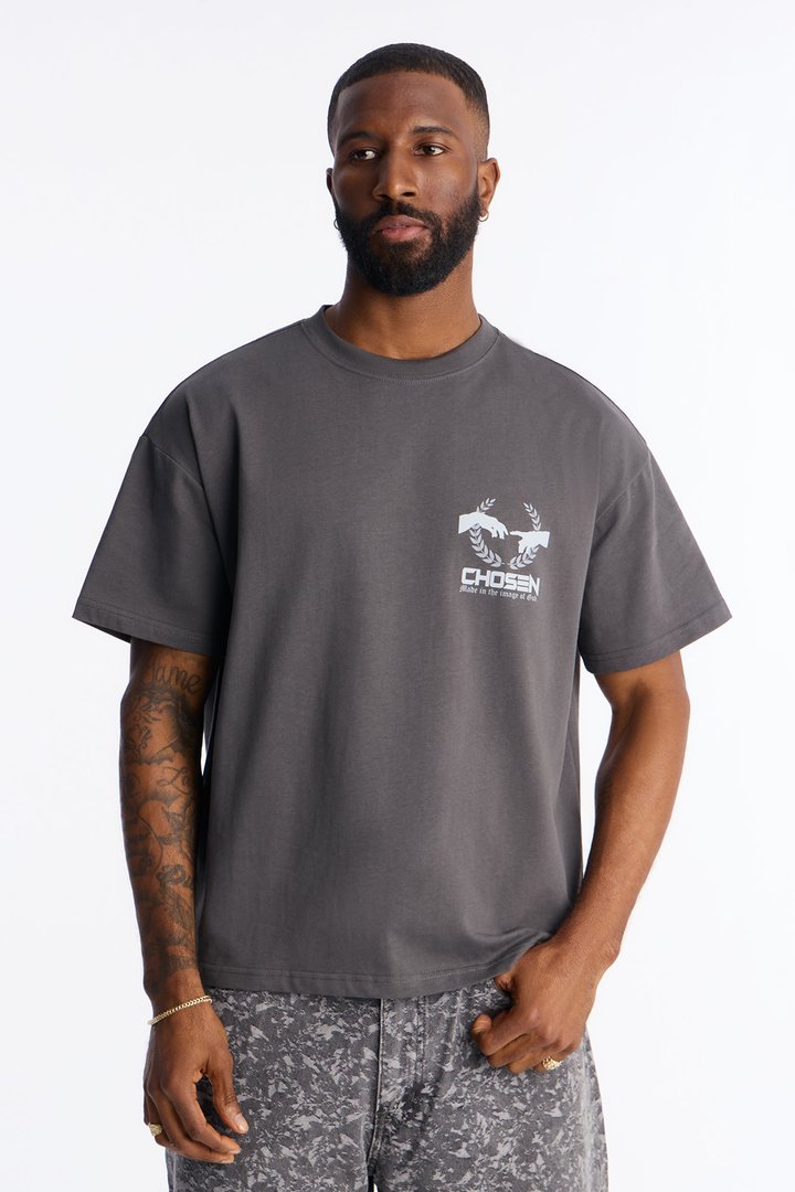 The Chosen One Oversized Premium Short Sleeve Tee - Charcoal