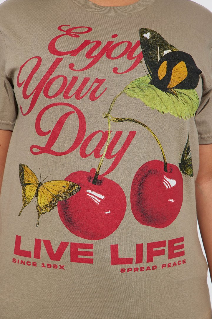 Enjoy Your Day Graphic Tee - Taupe