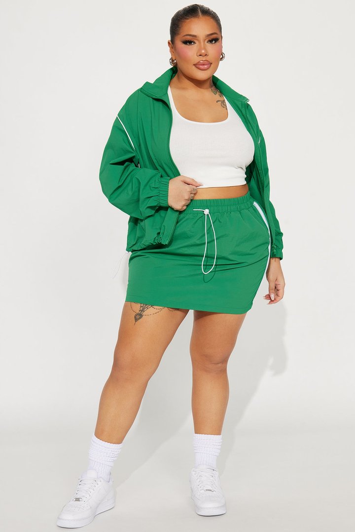 Tennis Court Ready Windbreaker Skirt Set - Kelly Green