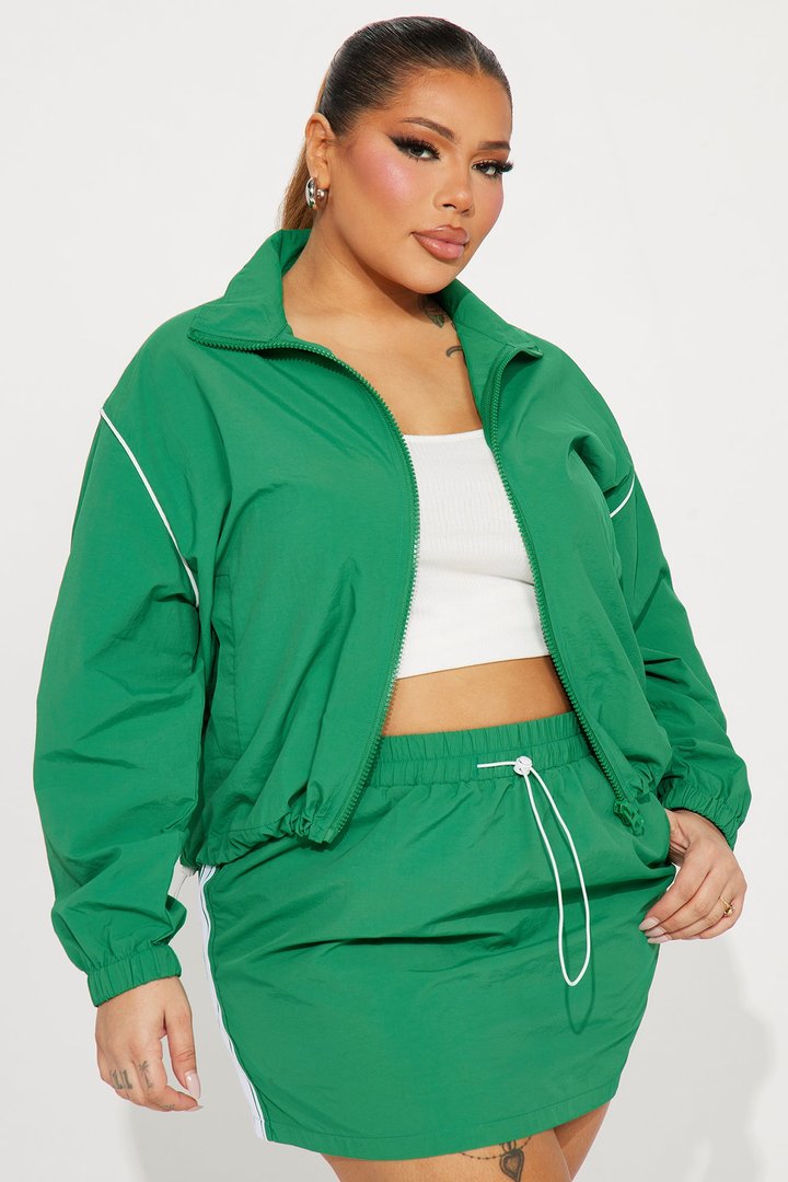Tennis Court Ready Windbreaker Skirt Set - Kelly Green