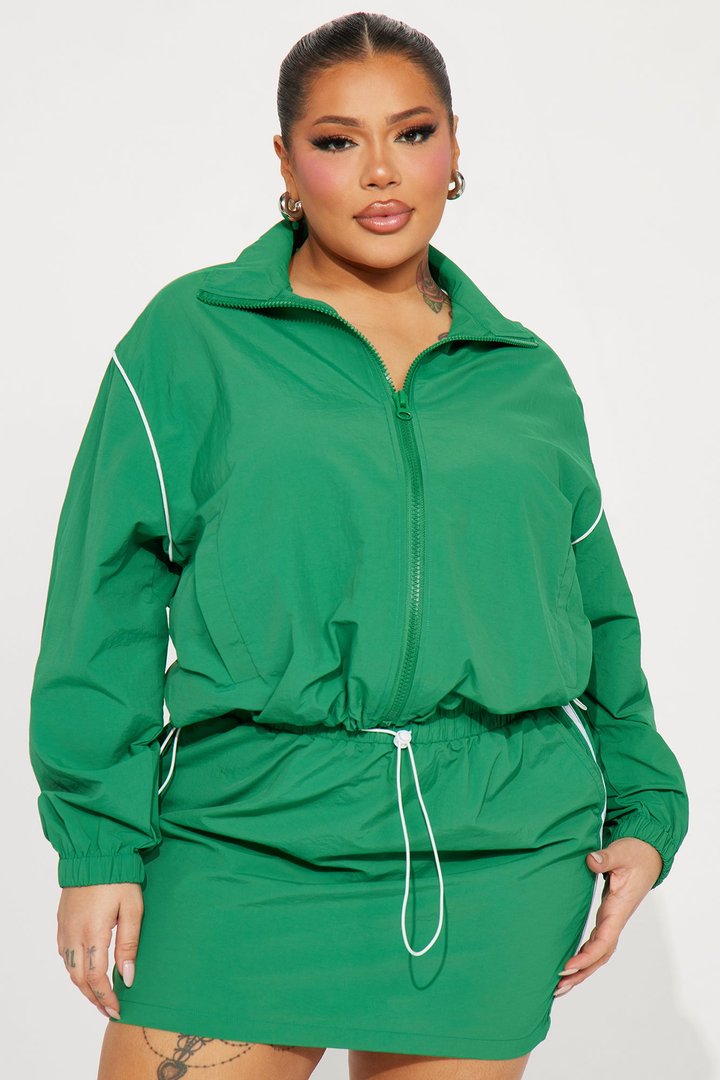 Tennis Court Ready Windbreaker Skirt Set - Kelly Green