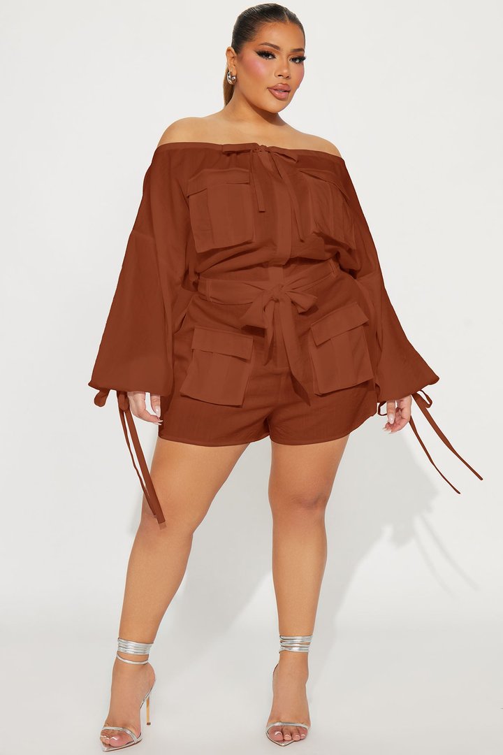 Tania Linen Romper - Cognac