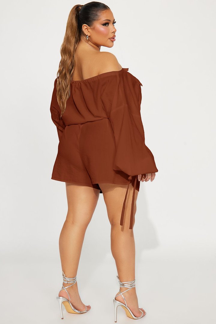 Tania Linen Romper - Cognac