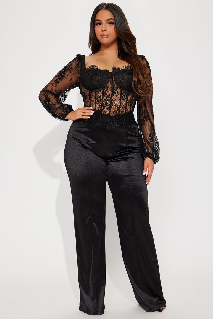 Gilded Glam Lace Bustier Top - Black