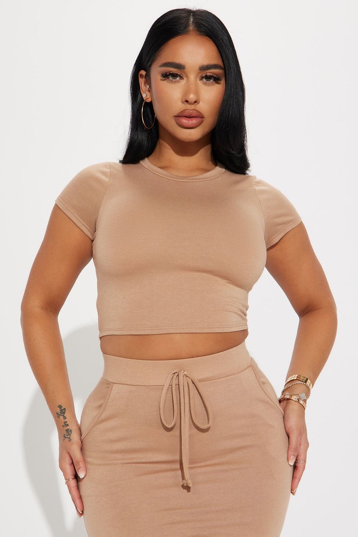 Casual Lover Skirt Set - Tan