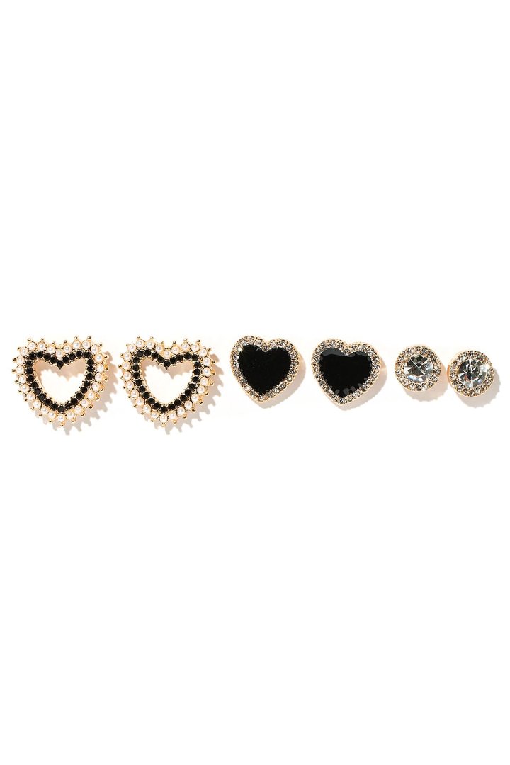 My Darling 3 Piece Earring Set - Black/combo