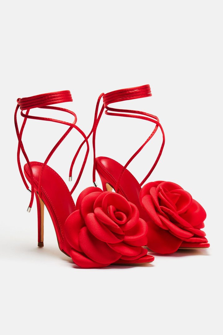 Love Is Blooming Heeled Sandals - Red