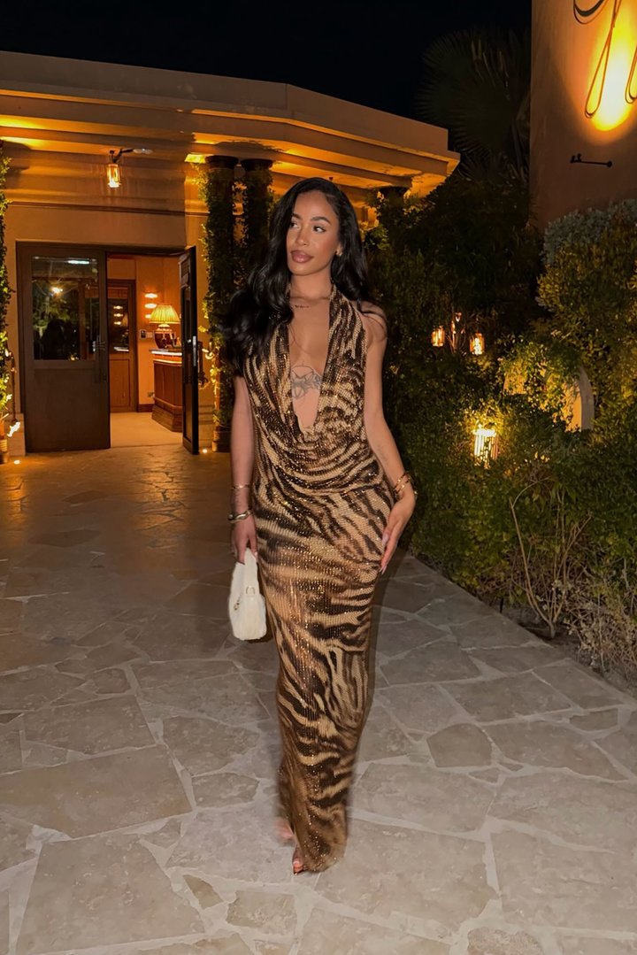 Alexis Rhinestone Maxi Dress - Chocolate