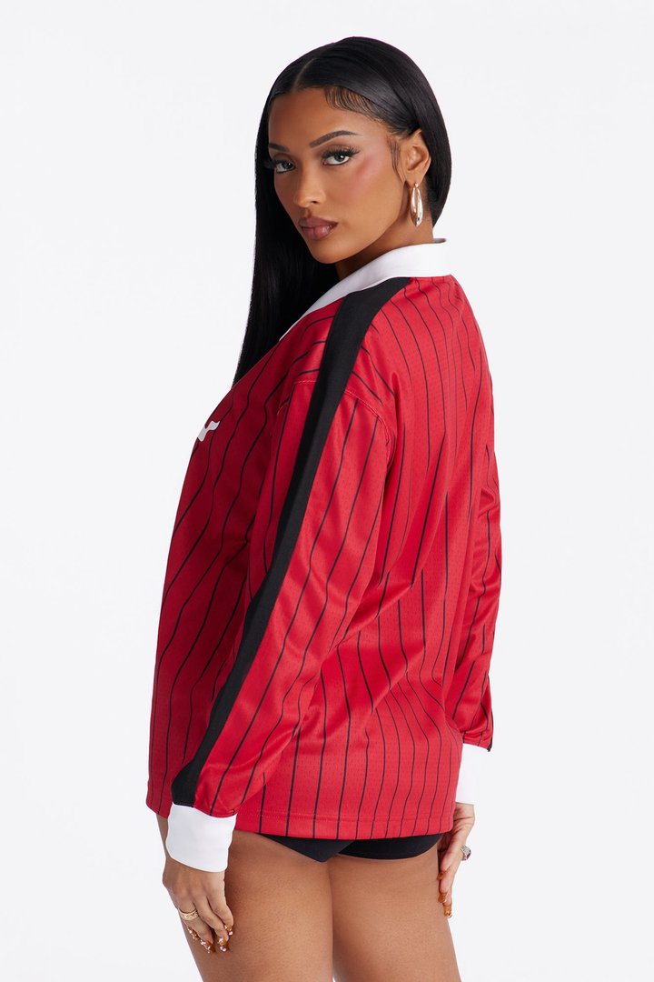 NBA Miami Heat Pinstripe Long Sleeve Top - Red