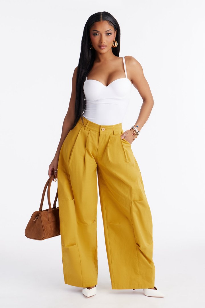 Cooler Than You Barrel Leg Pant 30″ - Mustard