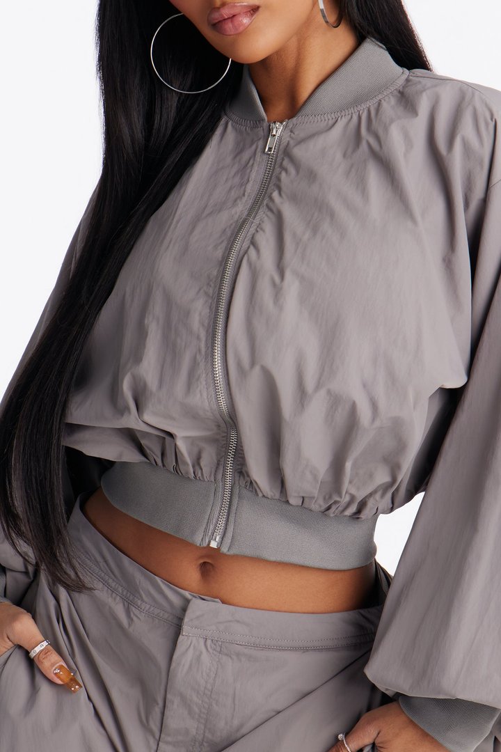 Do Not Disturb Mode Windbreaker Jacket - Grey