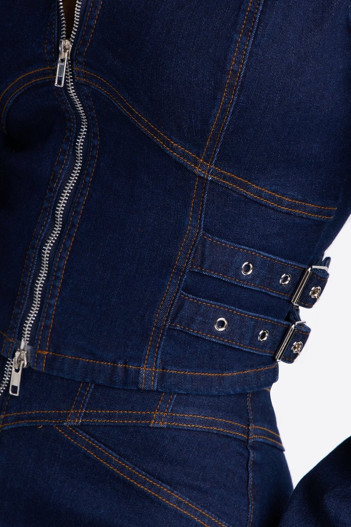 Leading Lady Stretch Denim Jacket - Rinse Blue Wash