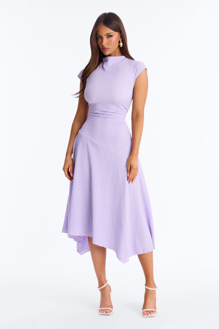 Kalina Textured Midi Dress - Lavender
