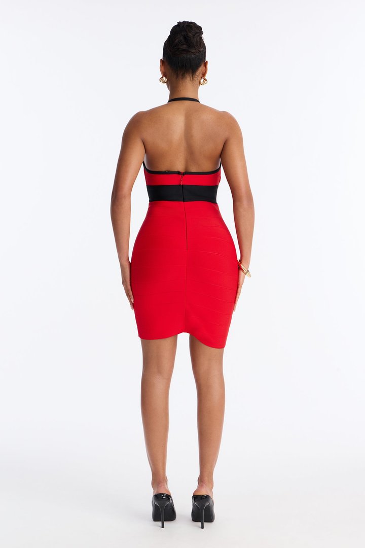 Eternal Valentine Bandage Mini Dress - Red/Black