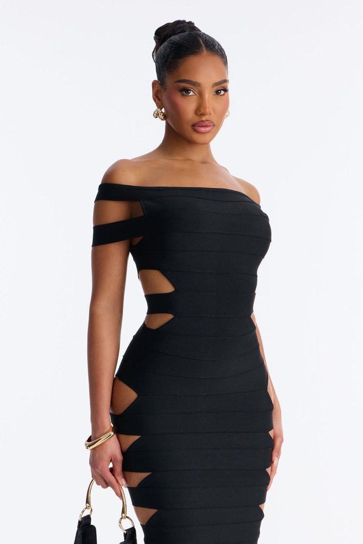 Flirt Alert Bandage Midi Dress - Black