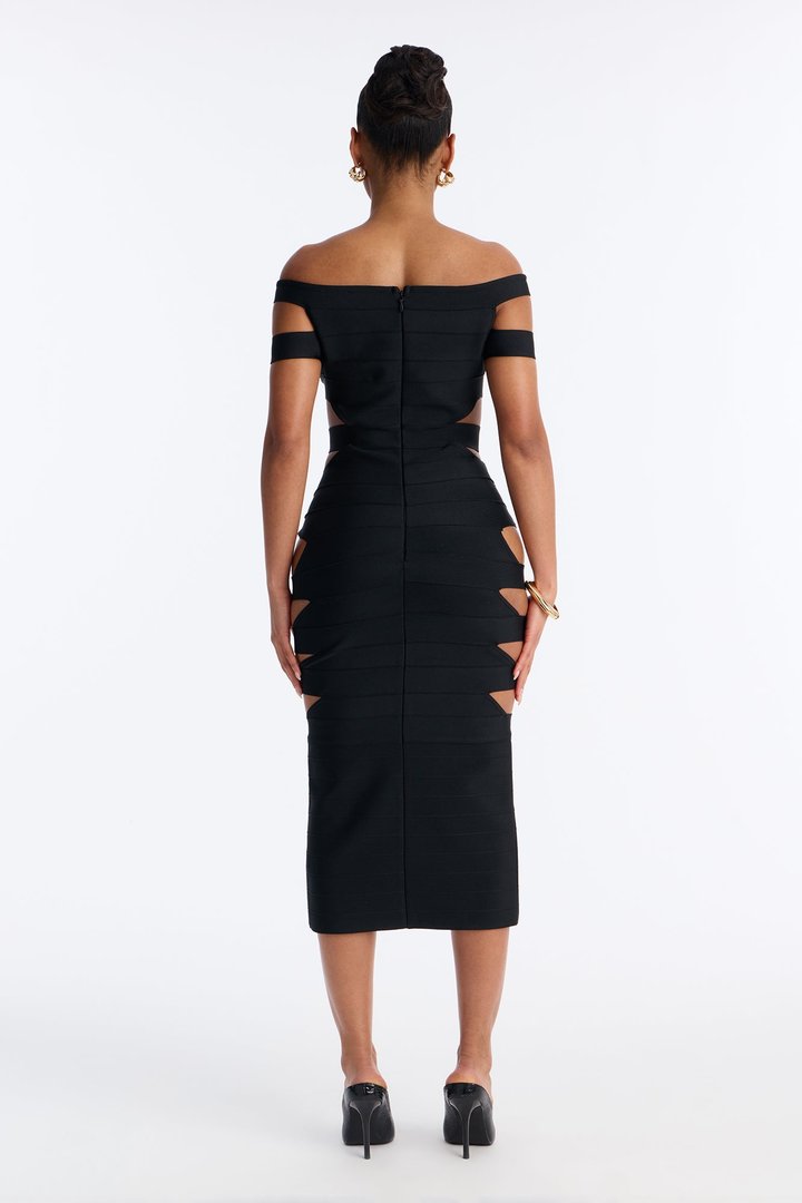 Flirt Alert Bandage Midi Dress - Black