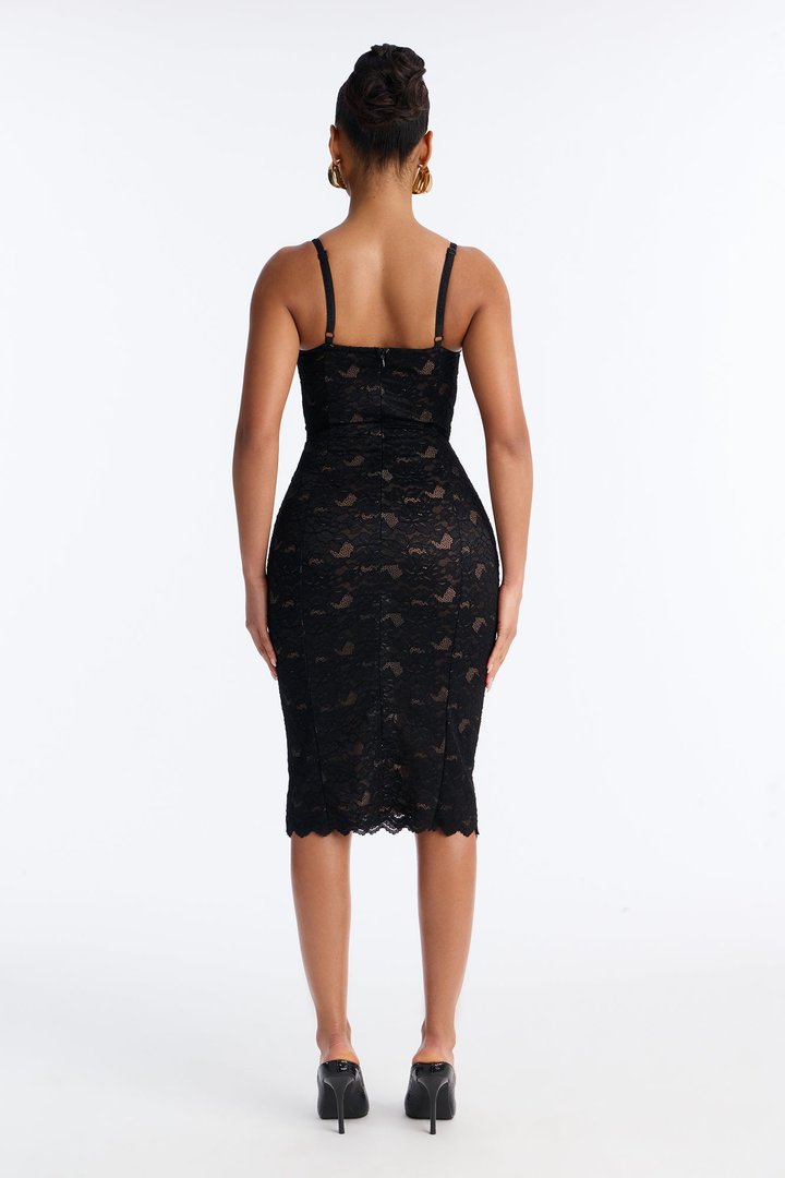 Love Bites Lace Midi Dress - Black