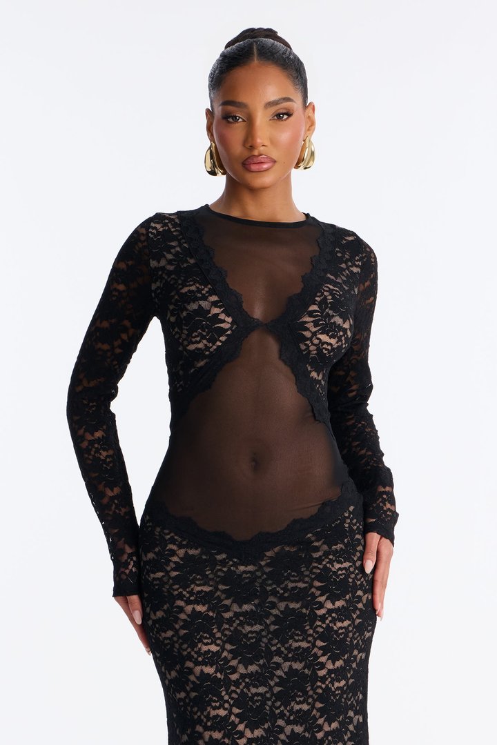 Forever Yours Lace Maxi Dress - Black