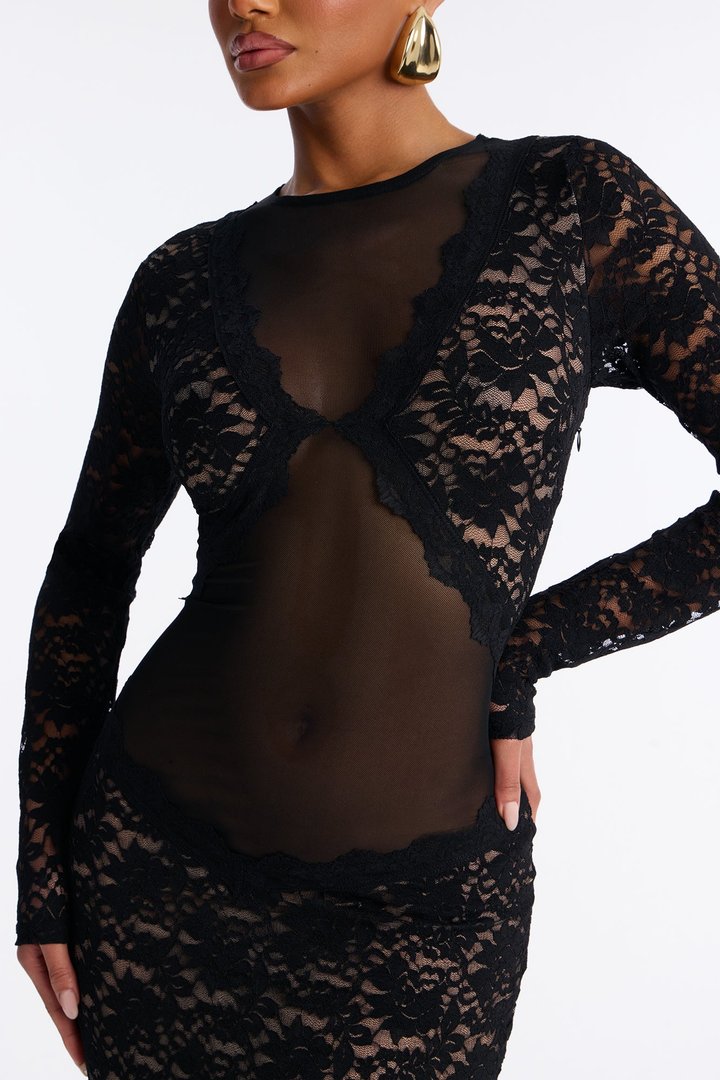 Forever Yours Lace Maxi Dress - Black