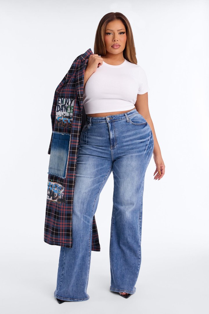 Hold Your Hopes High Rise Stretch Wide Leg Jeans - Medium Wash