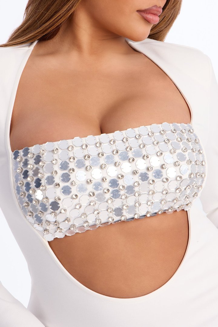 Harlee Embellished Mini Dress - White