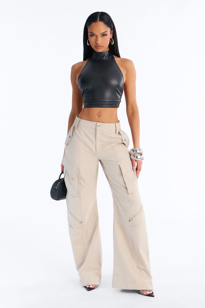 Don't Call Me Windbreaker Wide Leg Cargo Pant 33 - Stone
