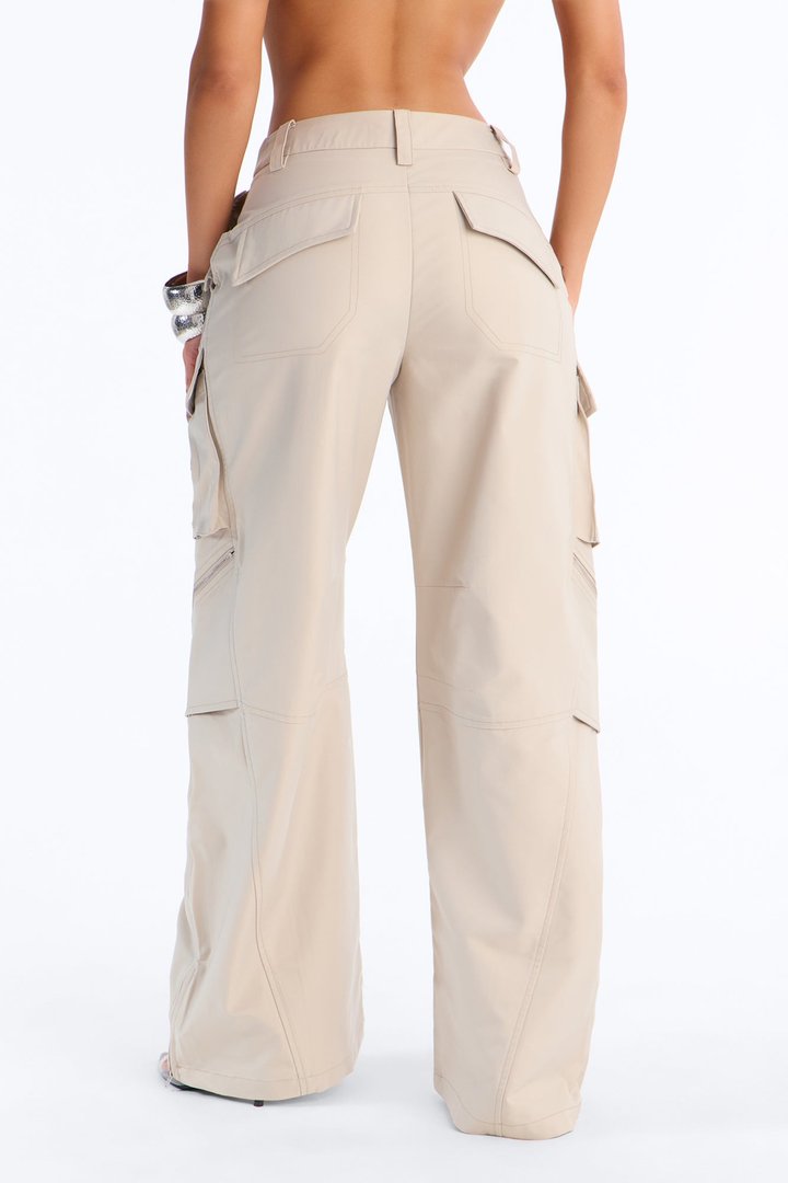 Don't Call Me Windbreaker Wide Leg Cargo Pant 33 - Stone