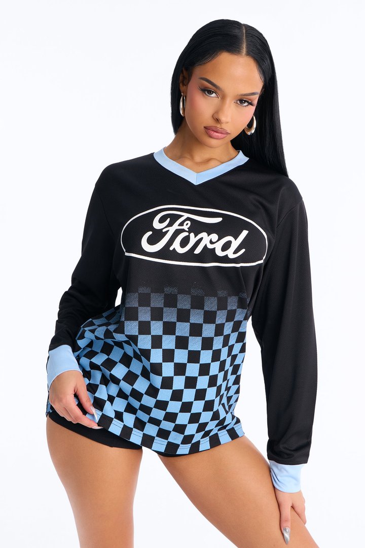 Ford Motors Satin Long Sleeve Jersey - Black