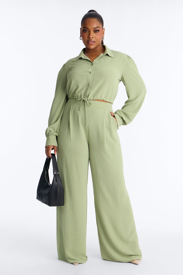 Katya Collar Pant Set - Sage