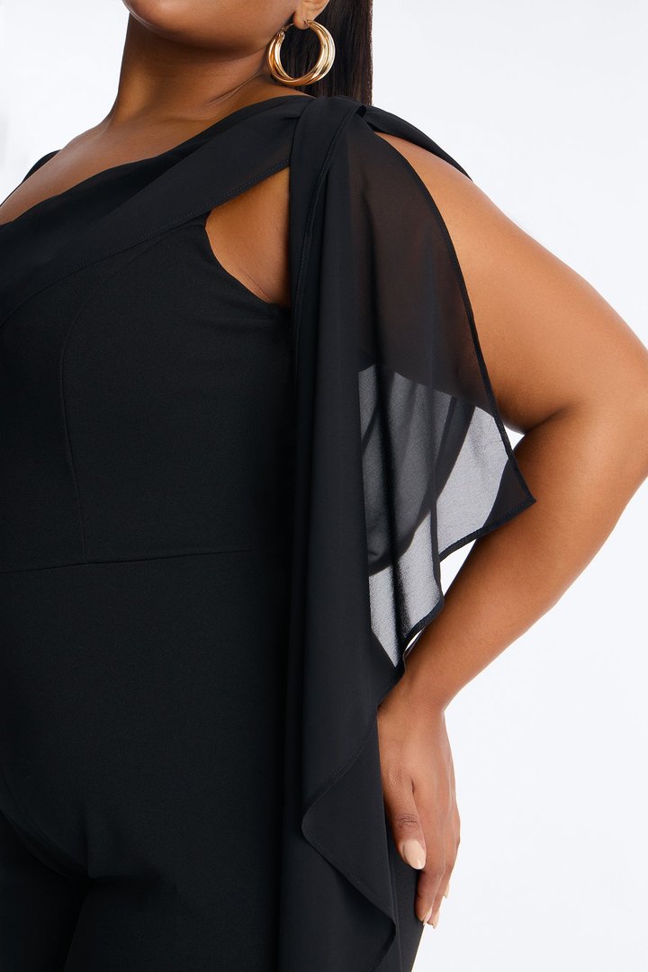 Samyrah Draped Flare Leg Jumpsuit - Black