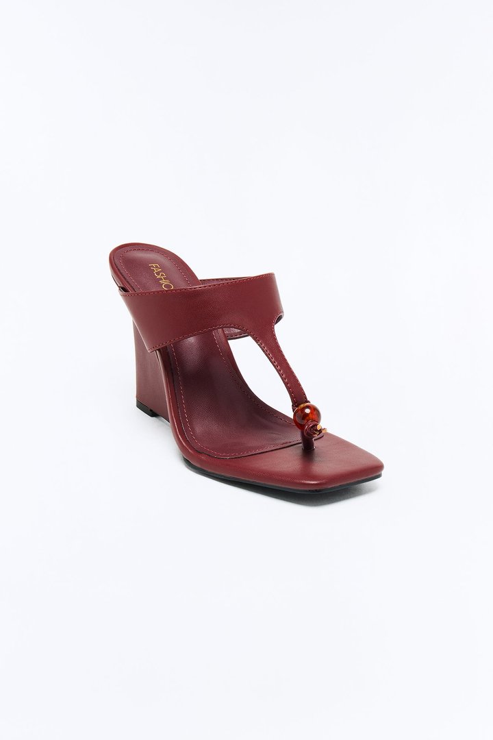 Burgos Thong Wedges - Burgundy