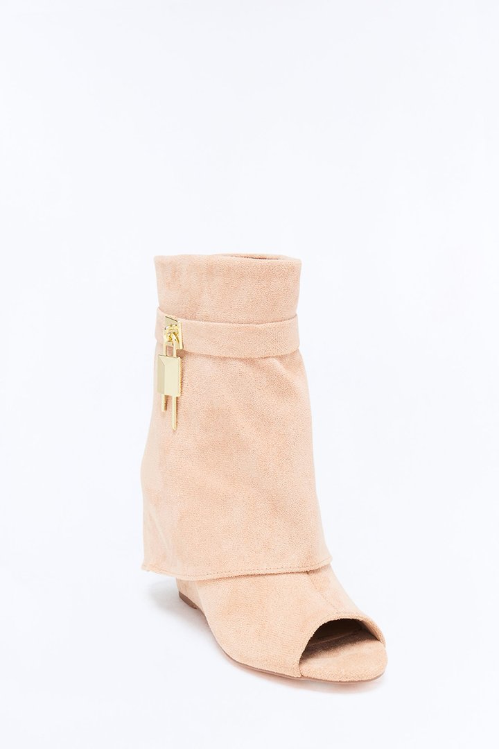 Jeffrey Peep Toe Overlay Booties - Sand