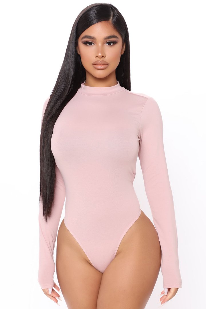 Melanie Mock Neck Bodysuit - Blush
