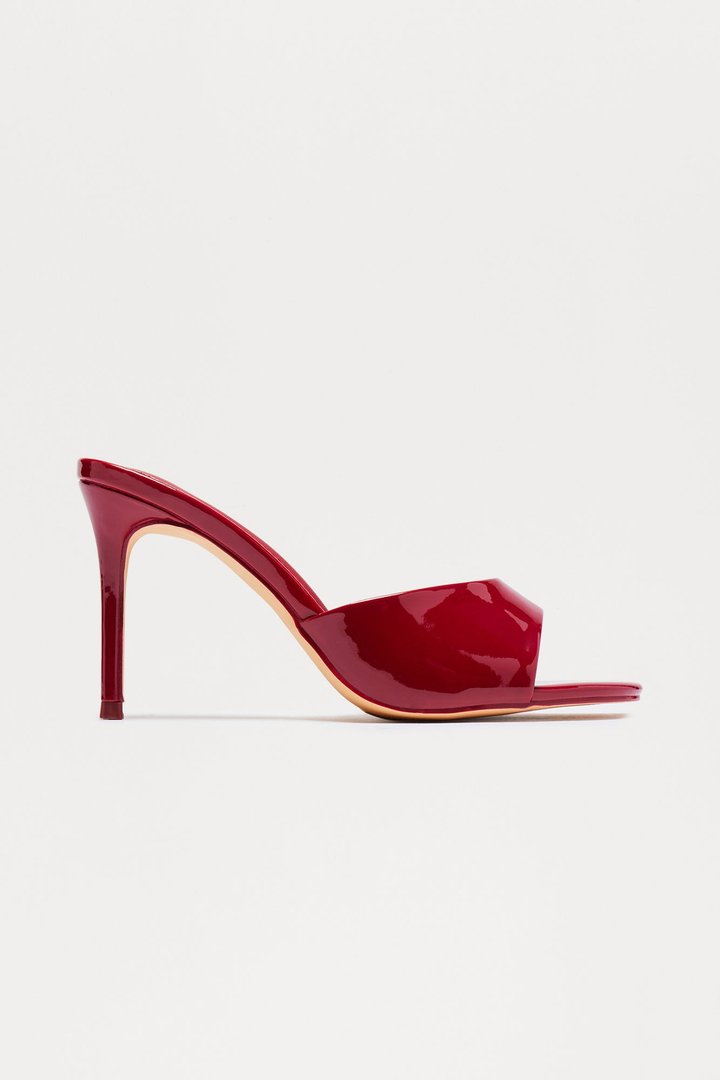 Shanley Faux Patent Stiletto Mules - Wine