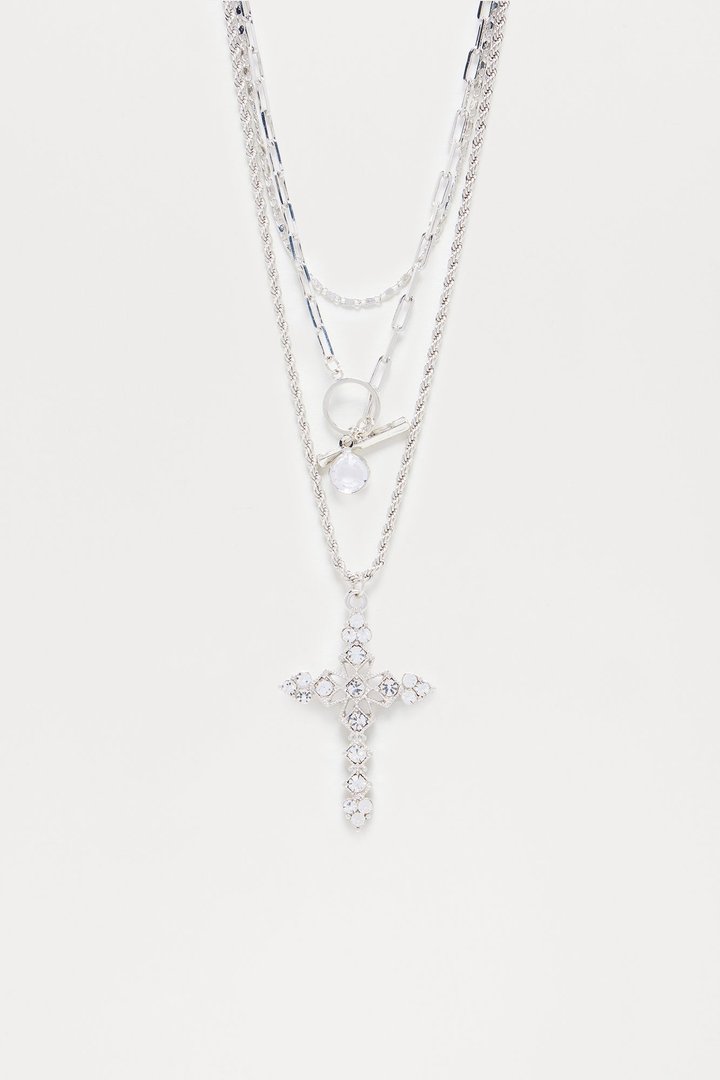 Just Watch Out Layered Necklace - Silver