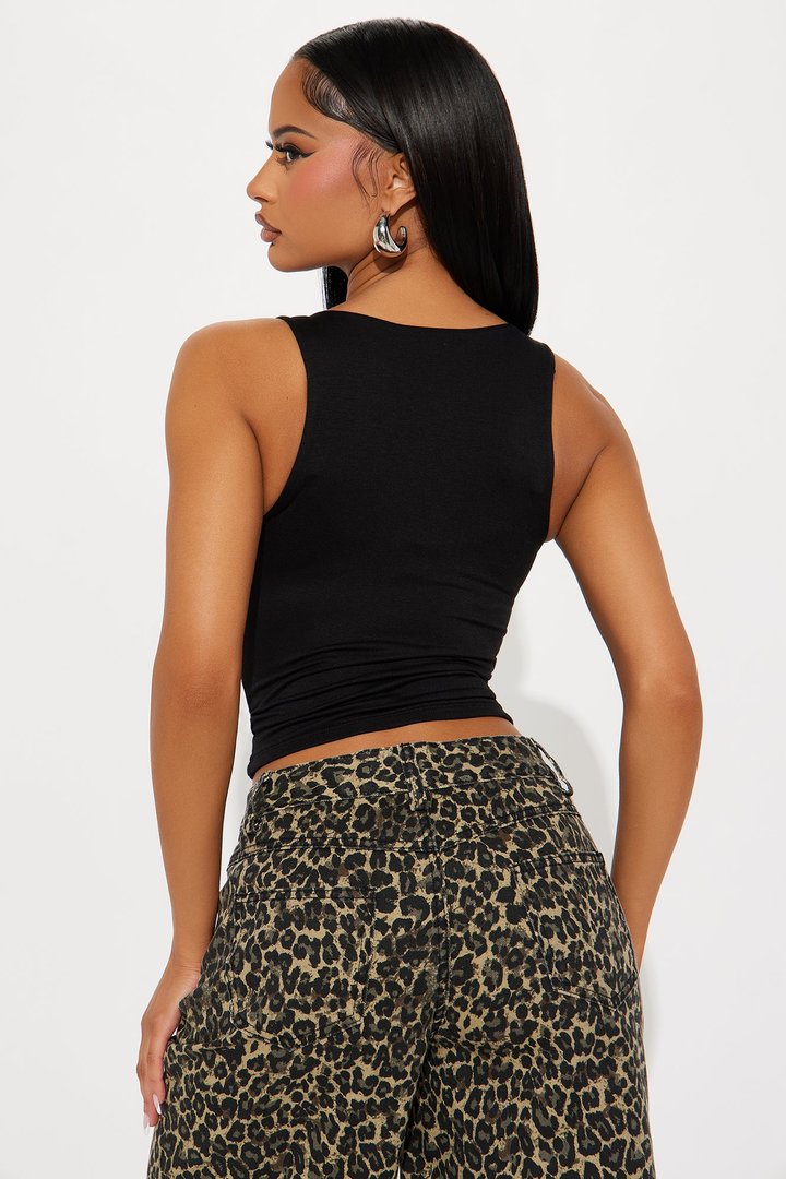 Amberly Double Lined Jersey Tank - Black