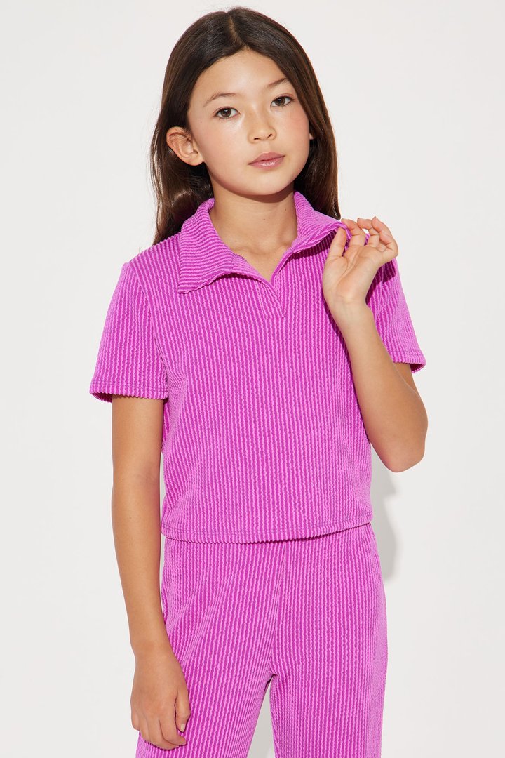 Mini Josie Ribbed Pant Set - Magenta