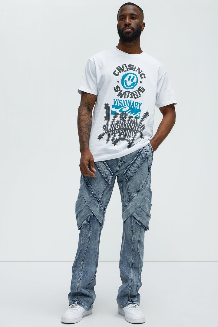 Arlong Paneled Stacked Slim Flare Jeans - Light Wash