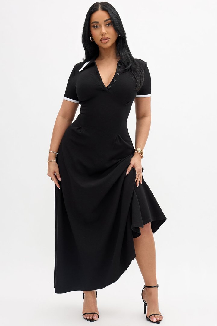 Playing Fair Maxi Dress - Black/White