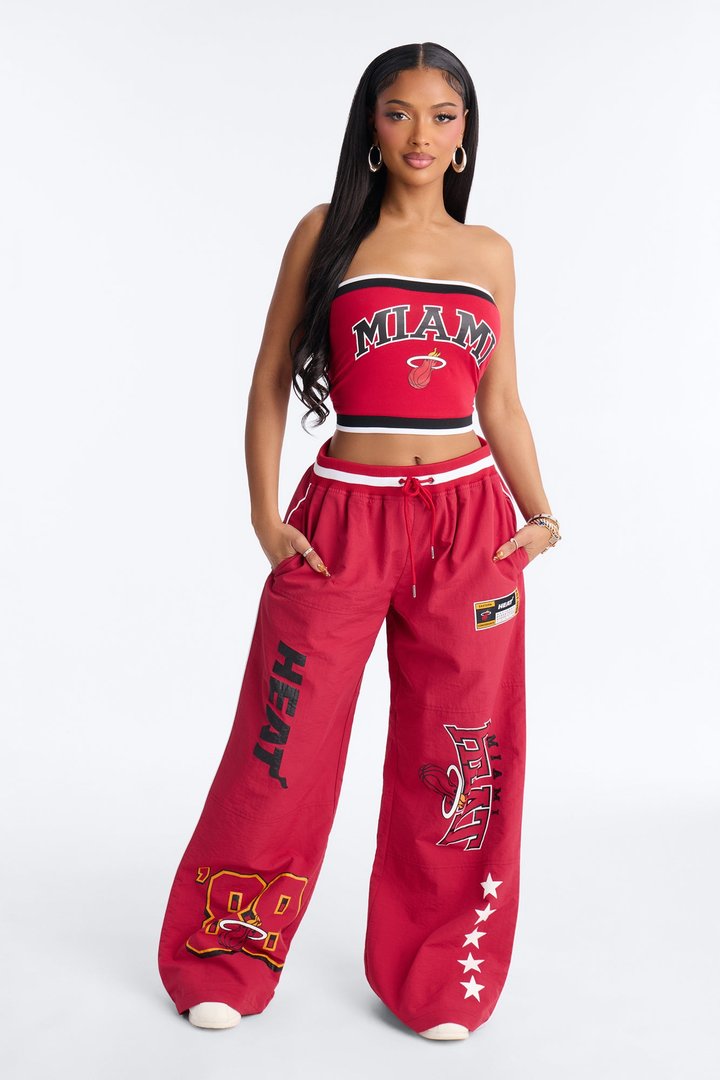 NBA Miami Heat Patchwork Cargo Wide Leg Pant - Red