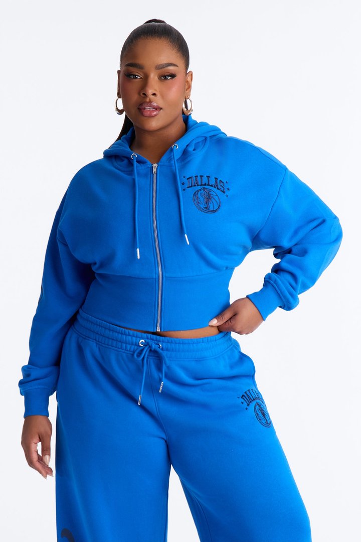NBA Dallas Mavericks Cropped Fleece Full Zip Hoodie - Blue