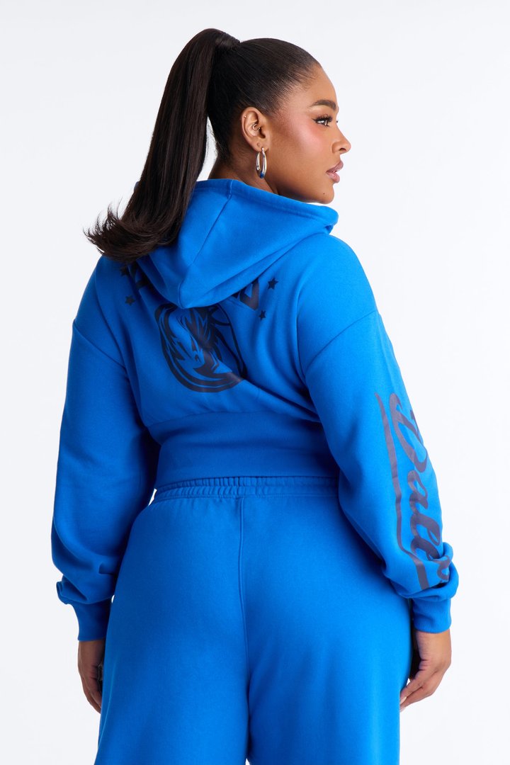 NBA Dallas Mavericks Cropped Fleece Full Zip Hoodie - Blue
