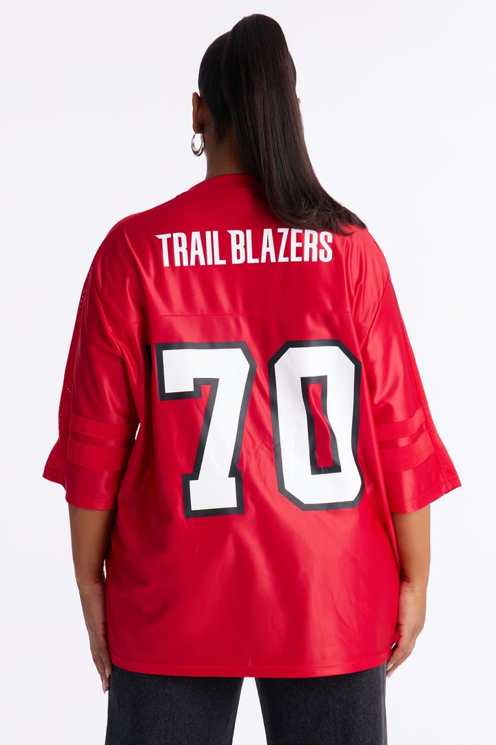 NBA Trailblazers Oversized Mesh Tee - Red