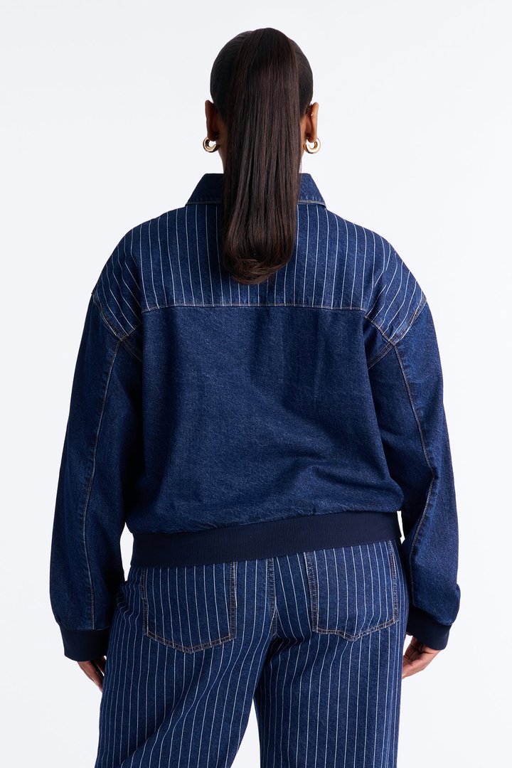 Legendary Striped Denim Jacket - Dark Wash