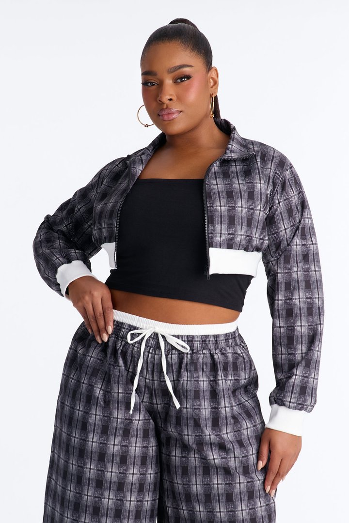 Tate Plaid Boxer Pant Set - Black