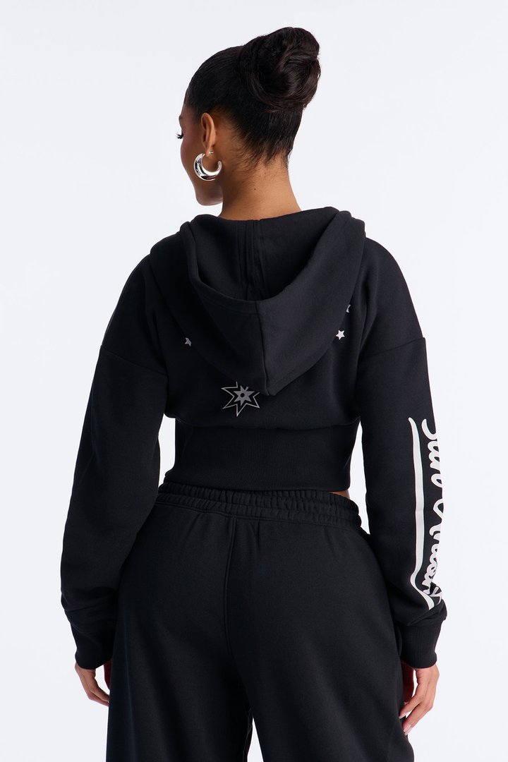 NBA San Antonio Spurs Cropped Fleece Full Zip Hoodie - Black